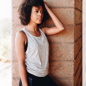 Senita Athletics Tie Back Tank Gray Size Small